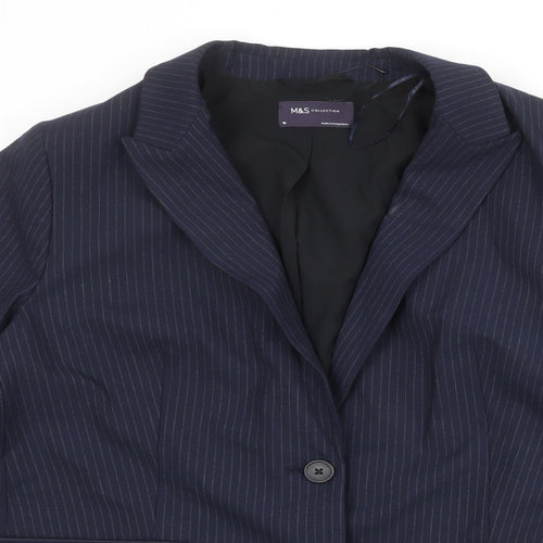 Marks and Spencer Womens Blue Polyester Jacket Suit Jacket Size 16