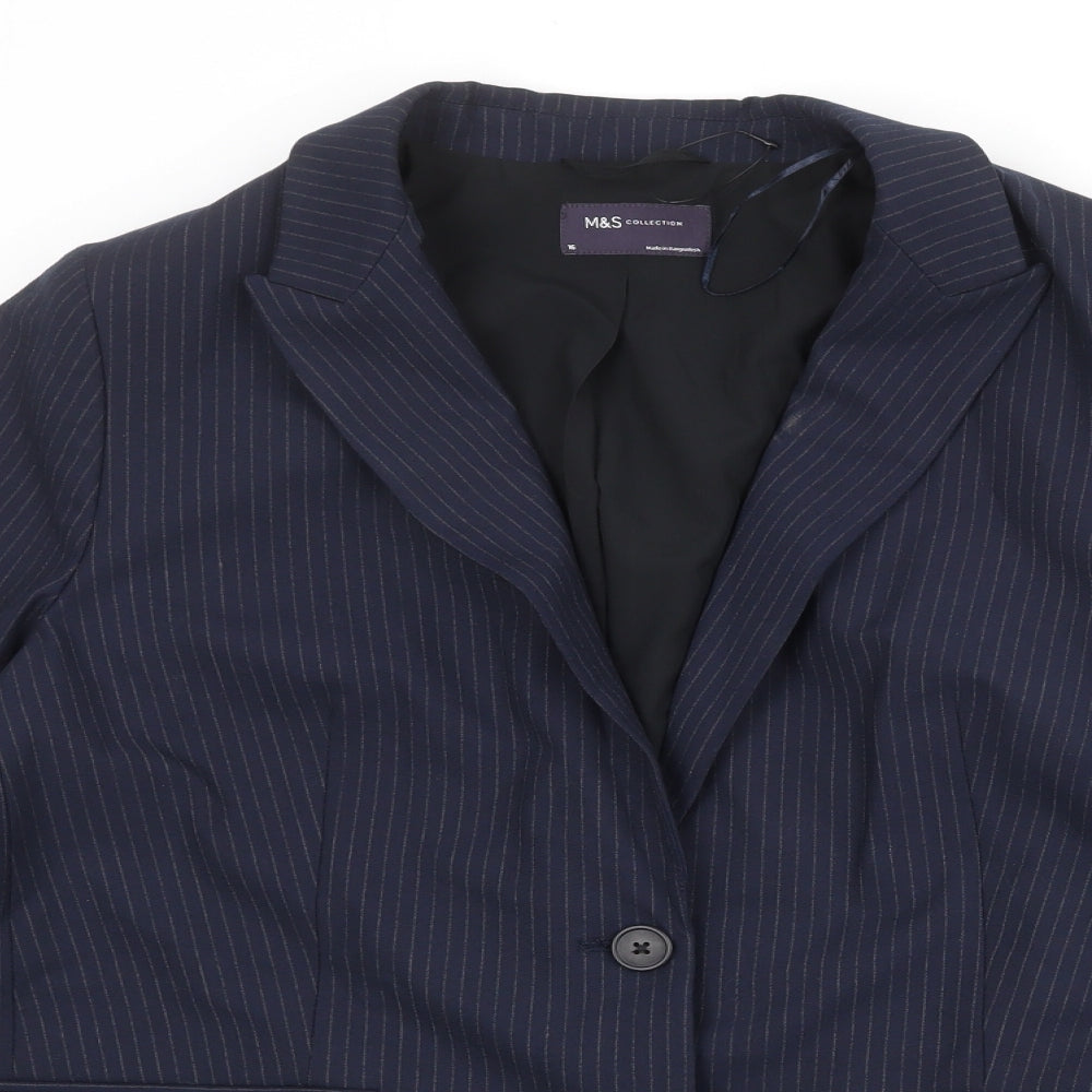 Marks and Spencer Womens Blue Polyester Jacket Suit Jacket Size 16