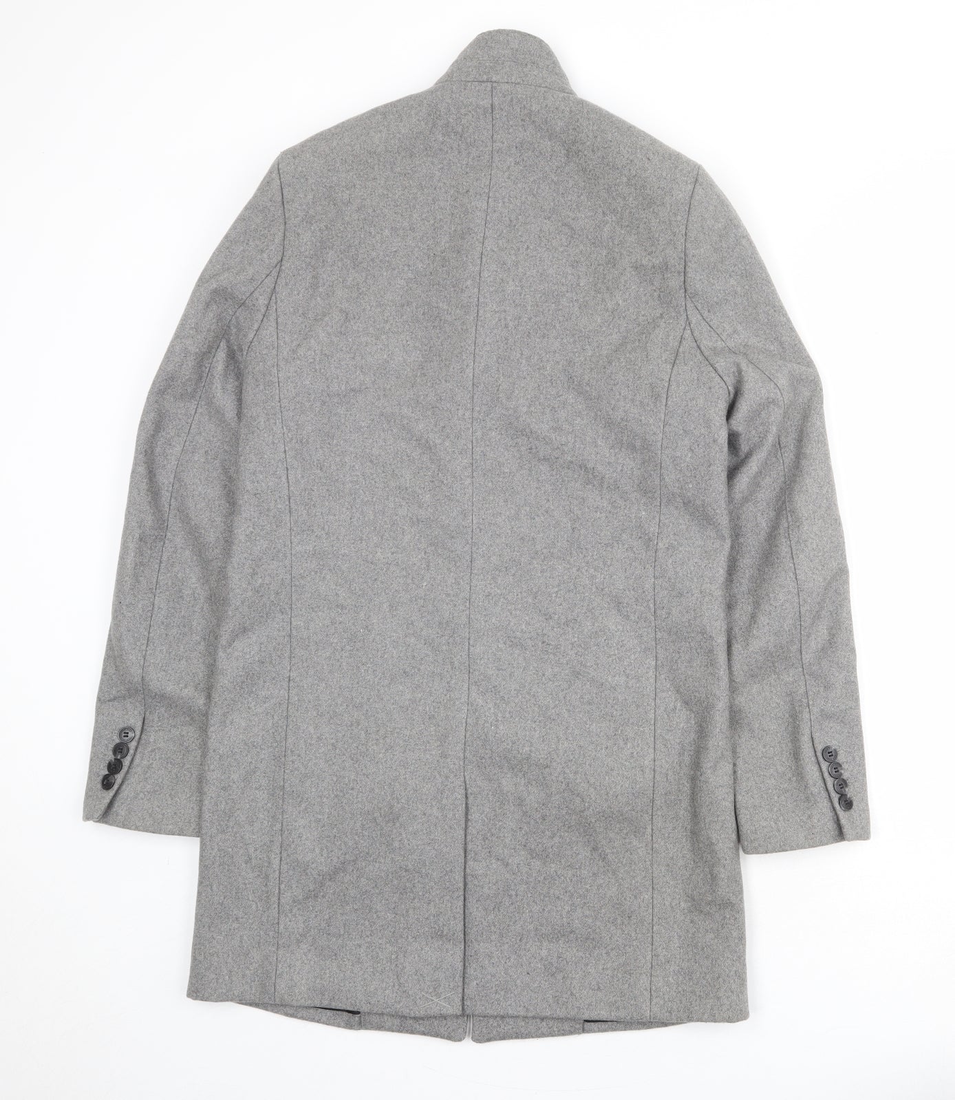 H&M Mens Grey Overcoat Coat Size 34 Button