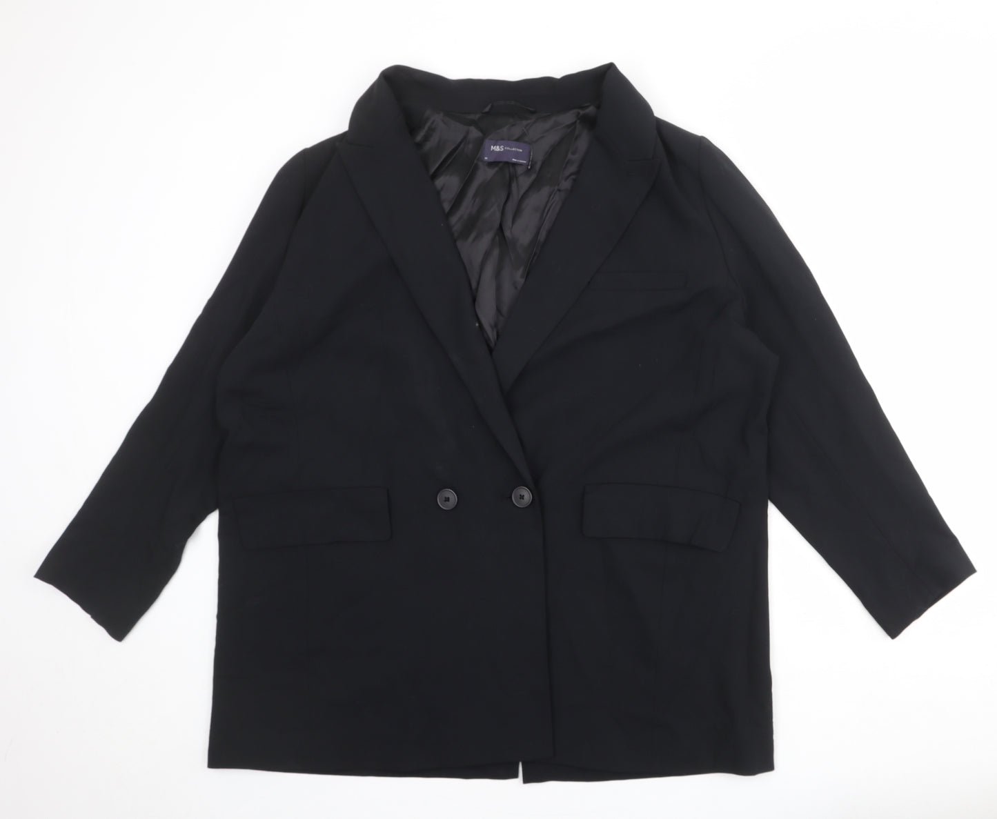 Marks and Spencer Womens Black Polyester Jacket Suit Jacket Size 20
