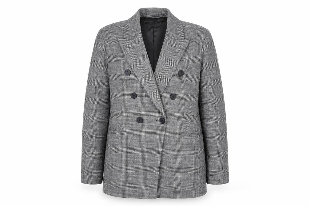 Front view of Marks & Spencer women’s grey polyester jacket suit jacket, size UK 14