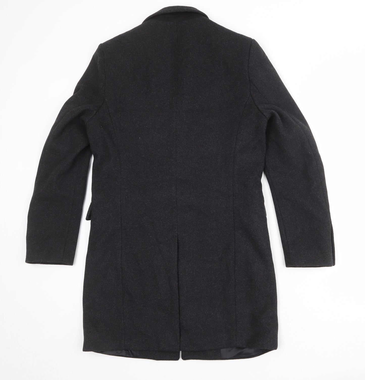 H&M Mens Grey Pea Coat Coat Size XS Button