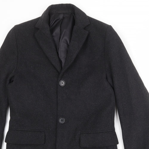 H&M Mens Grey Pea Coat Coat Size XS Button