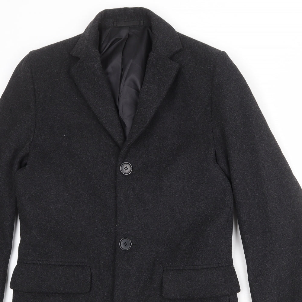 H&M Mens Grey Pea Coat Coat Size XS Button