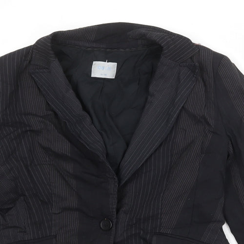 Oasis Womens Black Striped Polyester Jacket Blazer Size 12