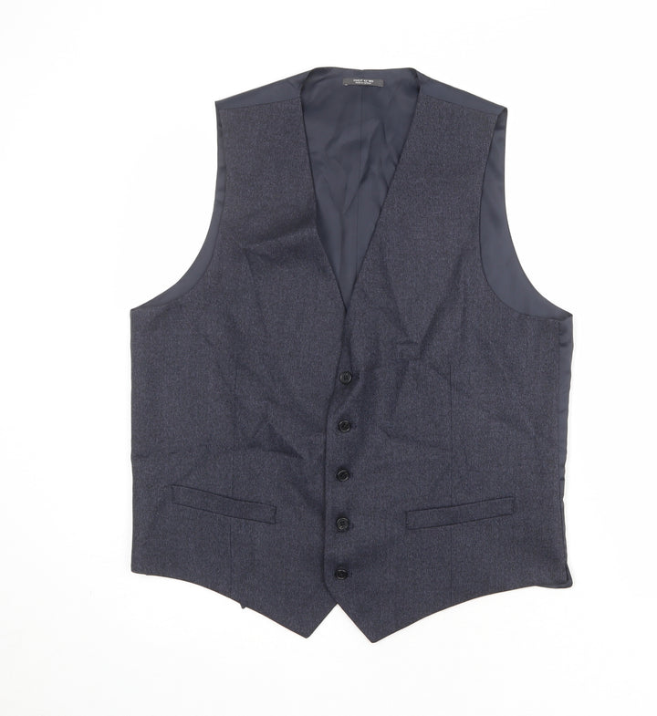 Marks and Spencer Mens Blue Polyester Jacket Suit Waistcoat Size 42 Regular