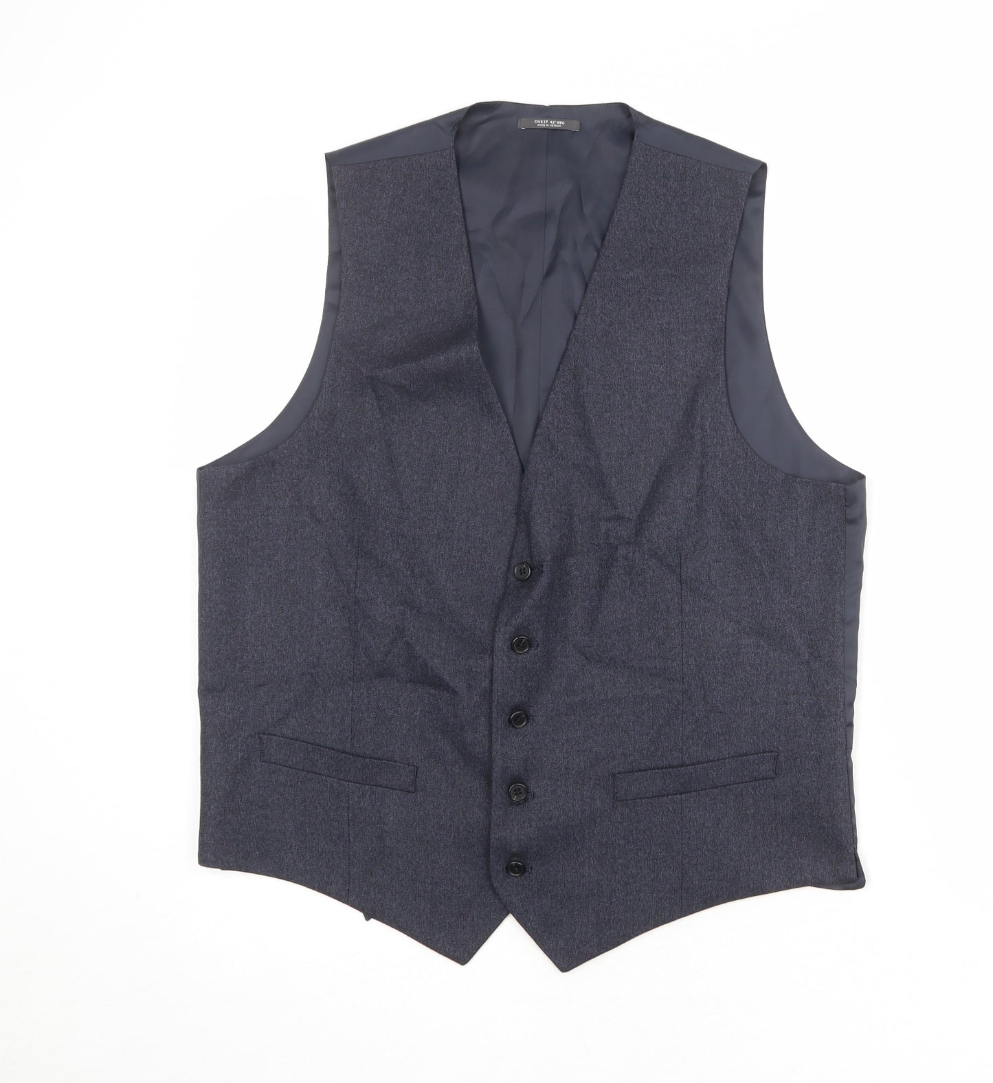 Marks and Spencer Mens Blue Polyester Jacket Suit Waistcoat Size 42 Regular
