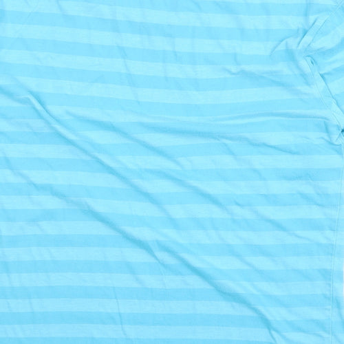 Lee Cooper Boys Blue Striped Cotton Basic T-Shirt Size 13 Years V-Neck Pullover