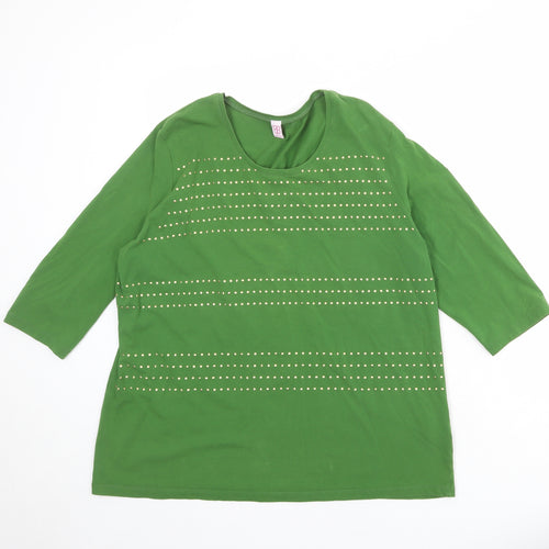 Basler Womens Green Cotton Basic T-Shirt Size 22 Round Neck