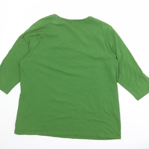 Basler Womens Green Cotton Basic T-Shirt Size 22 Round Neck