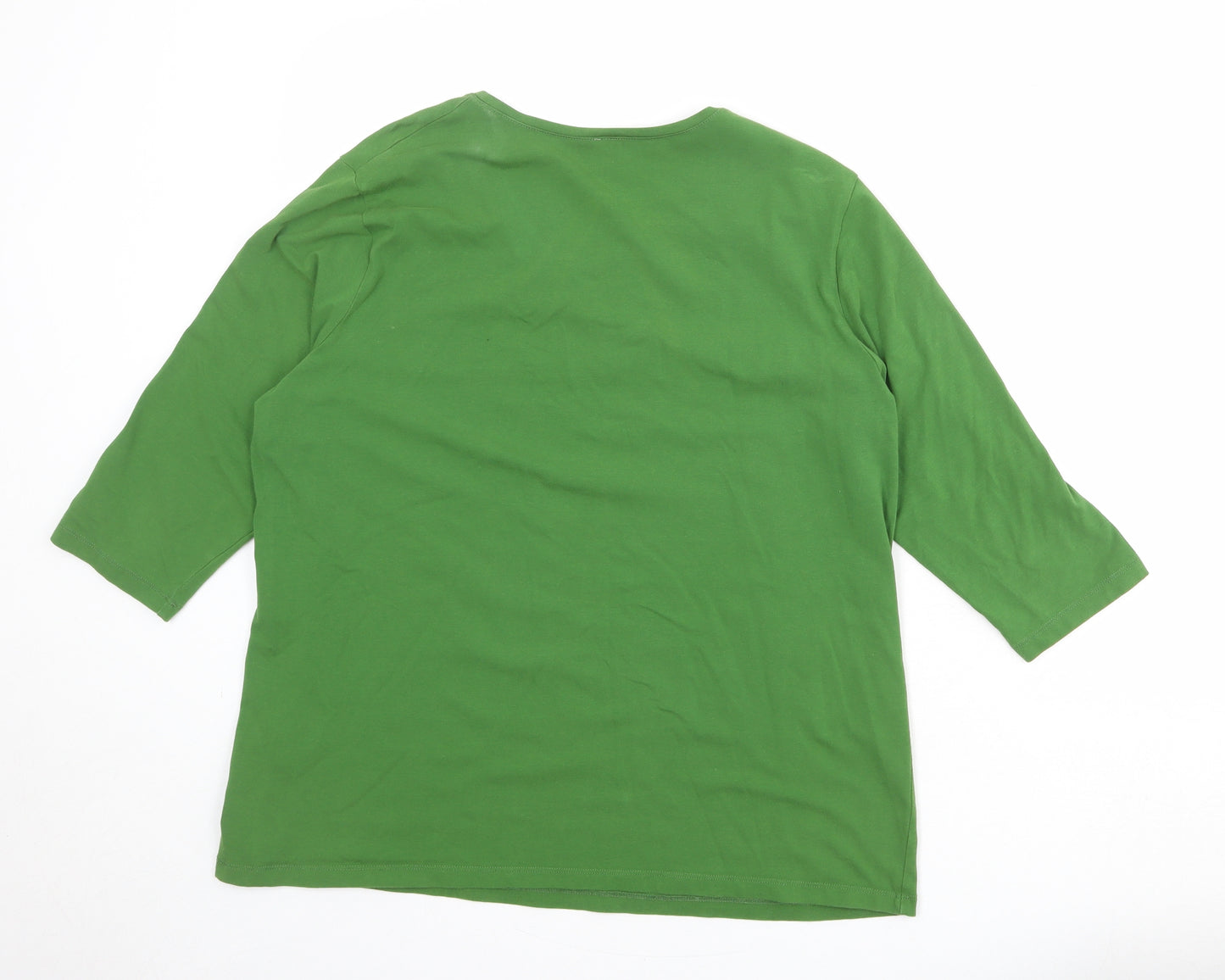 Basler Womens Green Cotton Basic T-Shirt Size 22 Round Neck