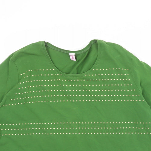Basler Womens Green Cotton Basic T-Shirt Size 22 Round Neck