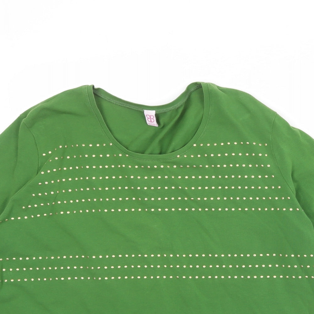 Basler Womens Green Cotton Basic T-Shirt Size 22 Round Neck