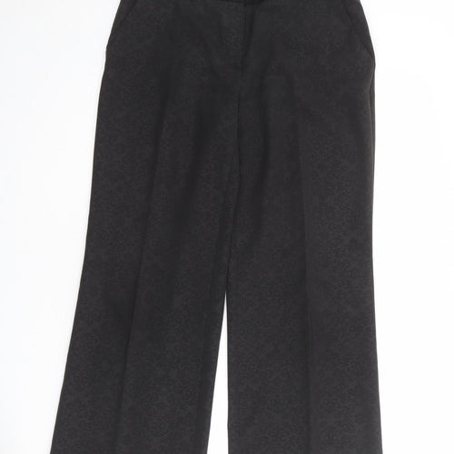 NEXT Womens Black Geometric Polyester Trousers Size 12 Regular Zip