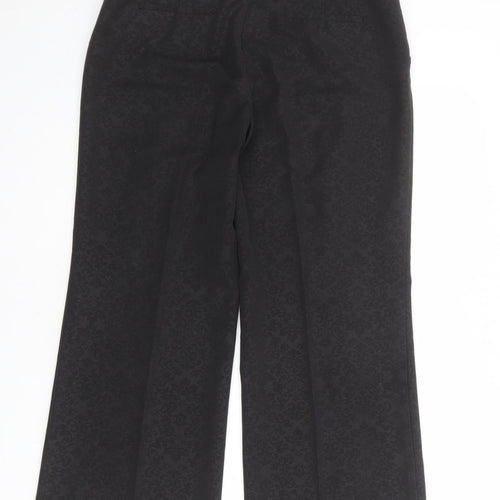 NEXT Womens Black Geometric Polyester Trousers Size 12 Regular Zip