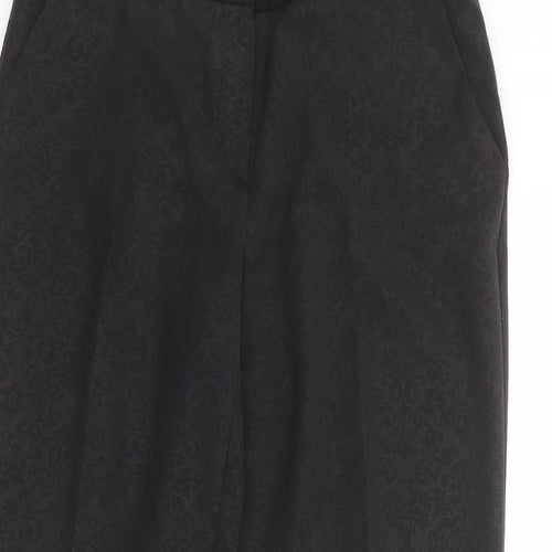 NEXT Womens Black Geometric Polyester Trousers Size 12 Regular Zip
