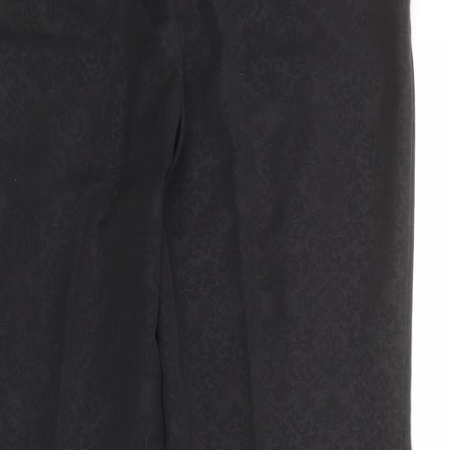 NEXT Womens Black Geometric Polyester Trousers Size 12 Regular Zip