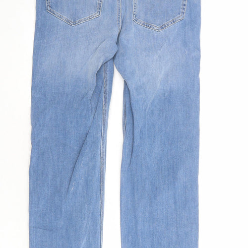 Marks and Spencer Womens Blue Cotton Straight Jeans Size 10 Regular Zip