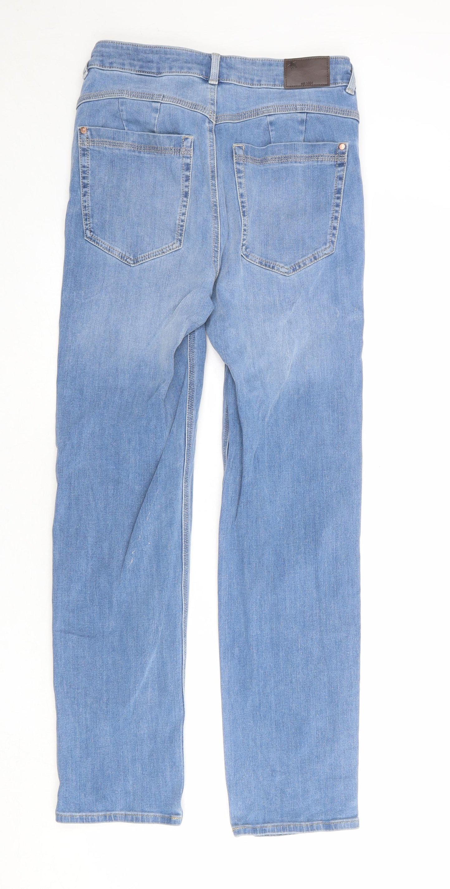 Marks and Spencer Womens Blue Cotton Straight Jeans Size 10 Regular Zip