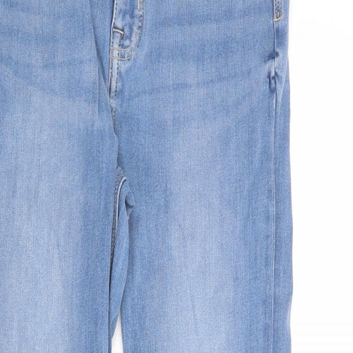 Marks and Spencer Womens Blue Cotton Straight Jeans Size 10 Regular Zip