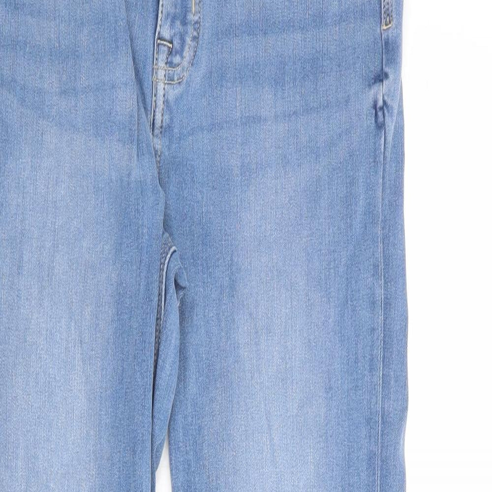 Marks and Spencer Womens Blue Cotton Straight Jeans Size 10 Regular Zip