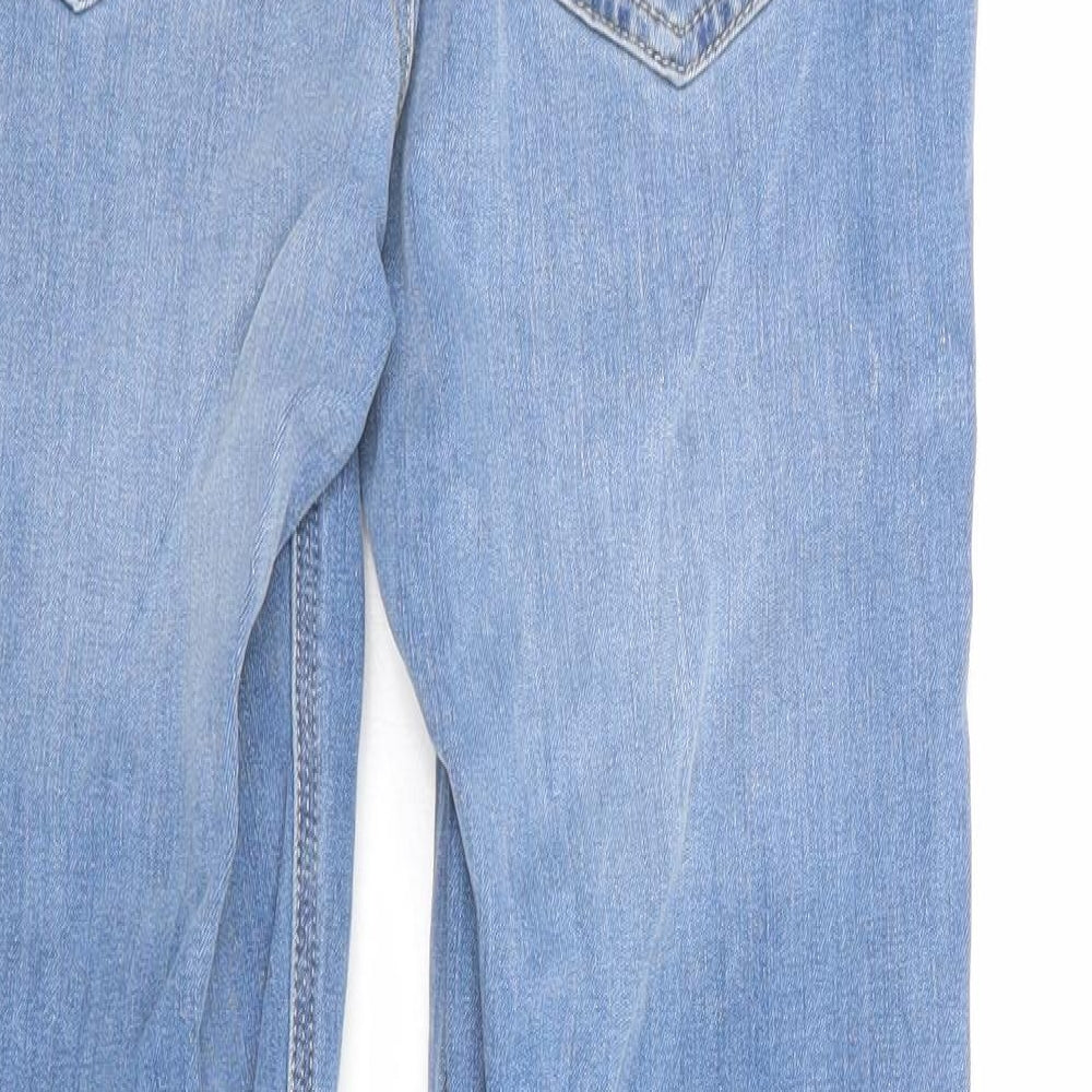Marks and Spencer Womens Blue Cotton Straight Jeans Size 10 Regular Zip