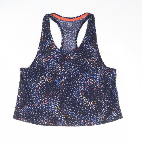 GOODMOVE Womens Blue Geometric Polyester Pullover Tank Size 14 Scoop Neck Pullover