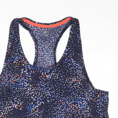 GOODMOVE Womens Blue Geometric Polyester Pullover Tank Size 14 Scoop Neck Pullover