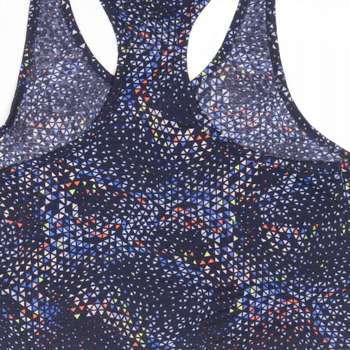 GOODMOVE Womens Blue Geometric Polyester Pullover Tank Size 14 Scoop Neck Pullover