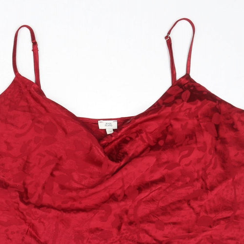 River Island Womens Red Geometric Viscose Camisole Tank Size 14 Cowl Neck