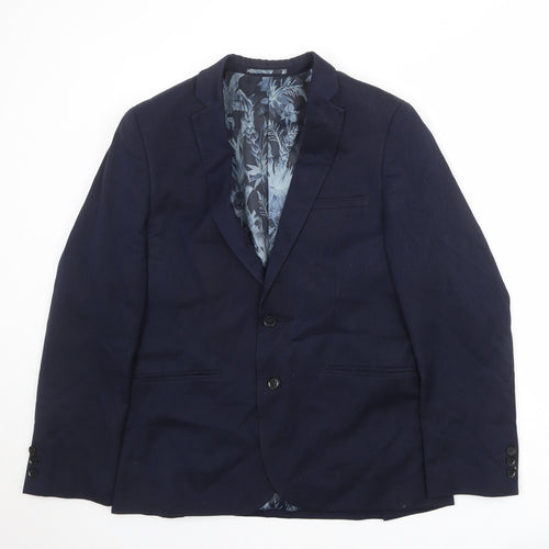 Harry Brown Mens Blue Polyester Jacket Suit Jacket Size 40 Regular