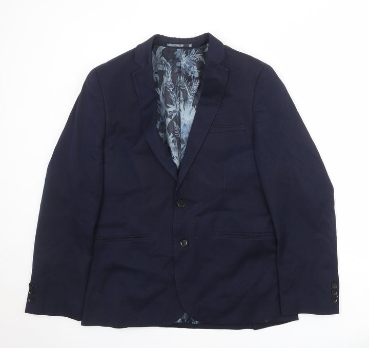 Harry Brown Mens Blue Polyester Jacket Suit Jacket Size 40 Regular
