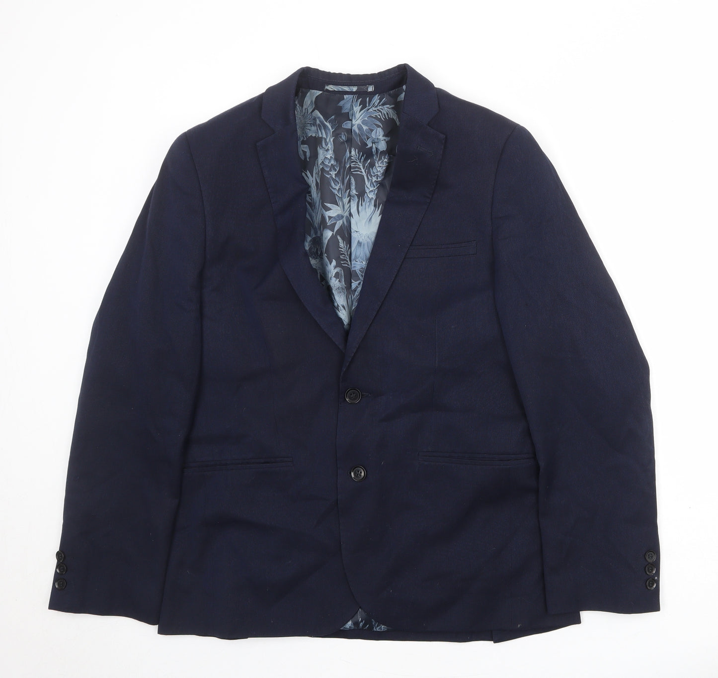 Harry Brown Mens Blue Polyester Jacket Suit Jacket Size 40 Regular