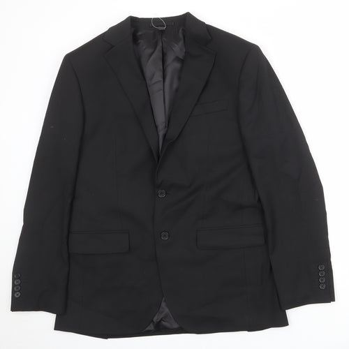 Marks and Spencer Mens Black Polyester Jacket Suit Jacket Size 38 Regular