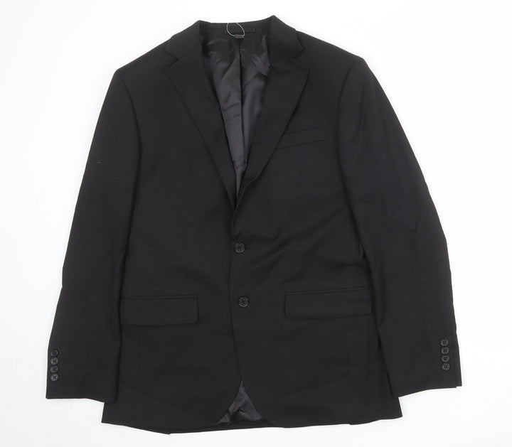 Marks and Spencer Mens Black Polyester Jacket Suit Jacket Size 38 Regular