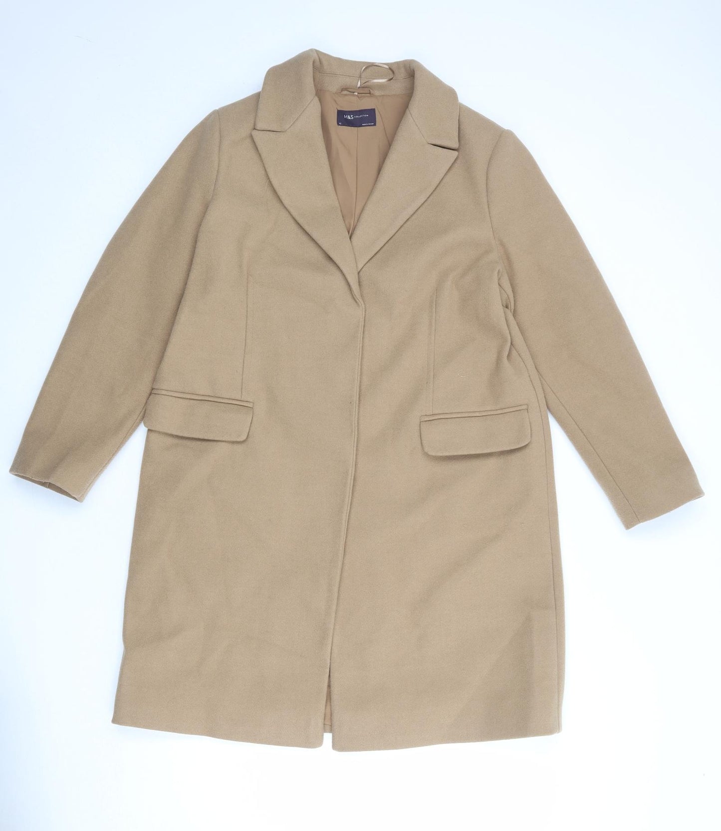 Marks and Spencer Womens Beige Overcoat Coat Size 16 Snap