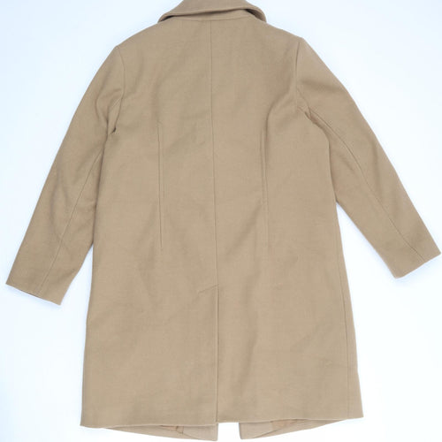 Marks and Spencer Womens Beige Overcoat Coat Size 16 Snap