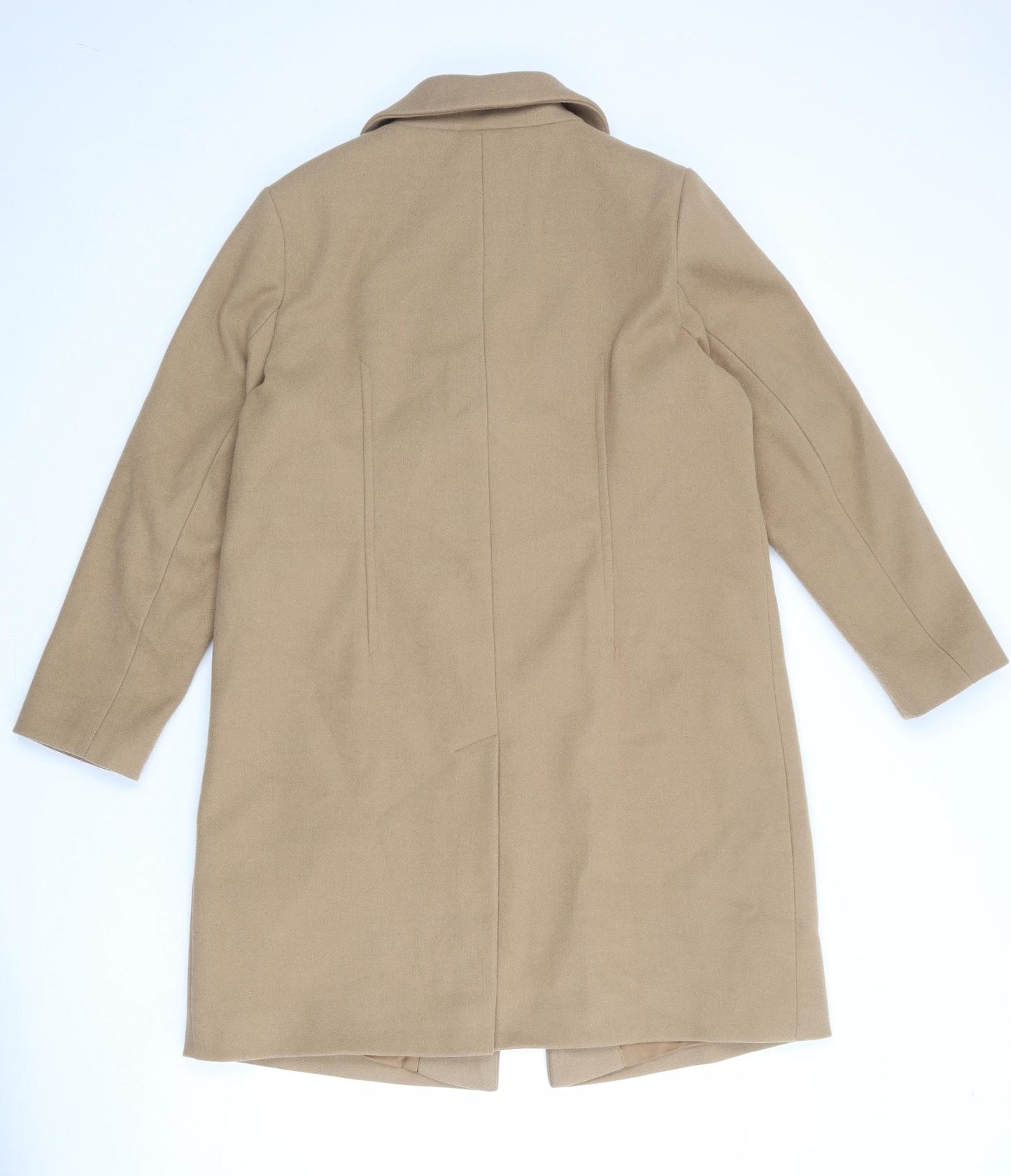 Marks and Spencer Womens Beige Overcoat Coat Size 16 Snap