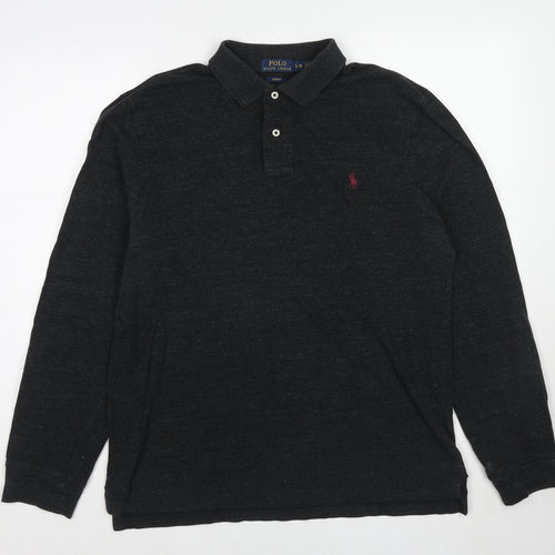 Polo Ralph Lauren Mens Grey Cotton Polo Size L Collared Button