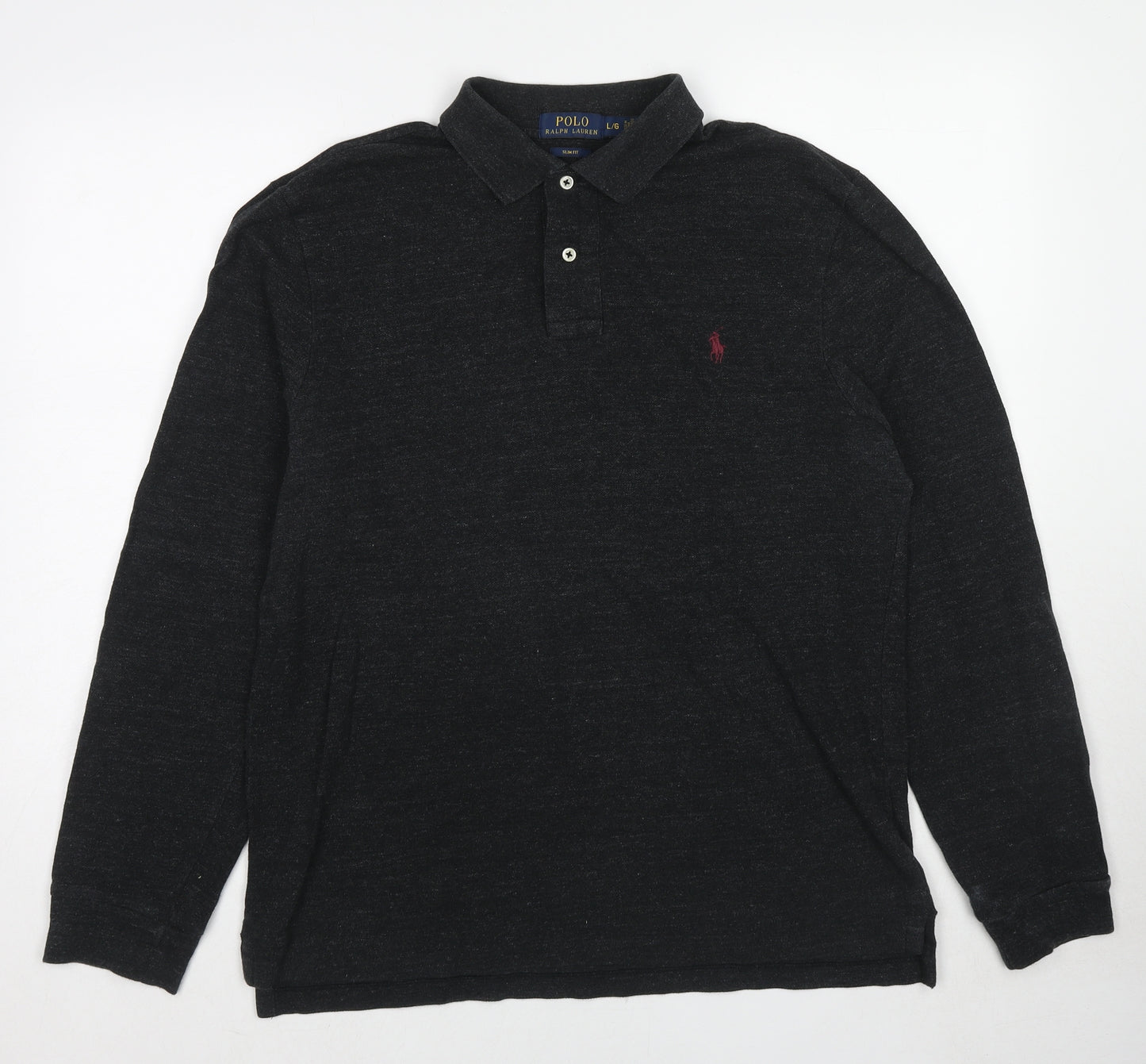 Polo Ralph Lauren Mens Grey Cotton Polo Size L Collared Button