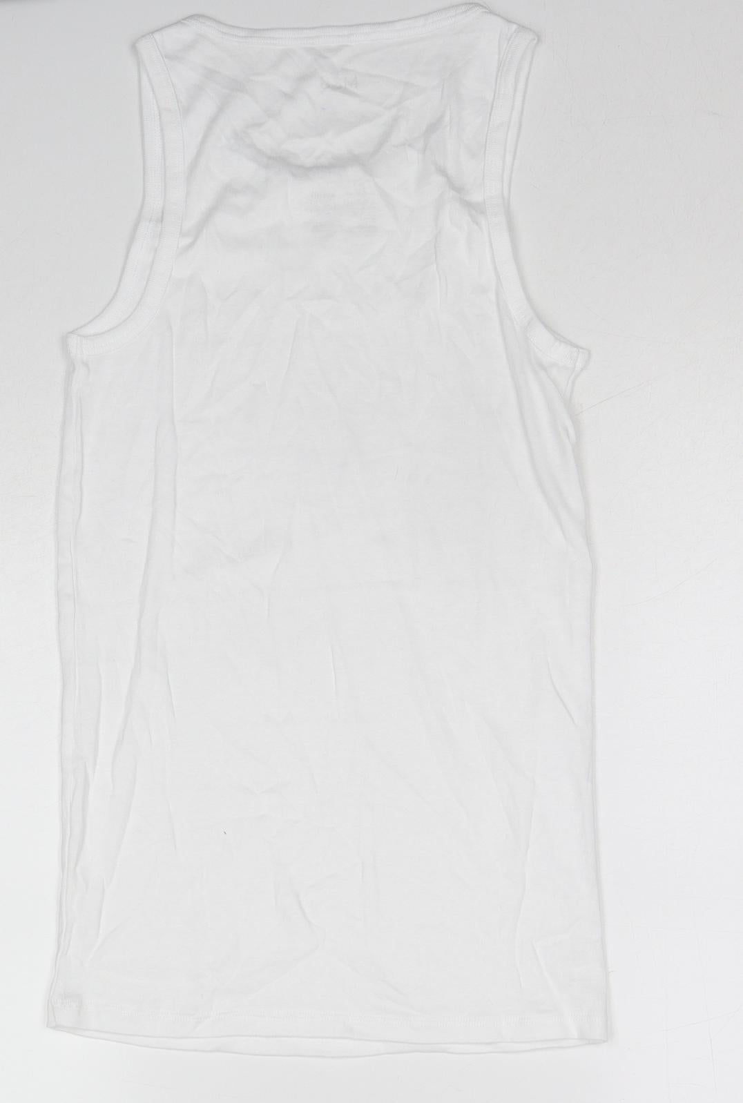 Marks and Spencer Mens White Cotton T-Shirt Size S Round Neck
