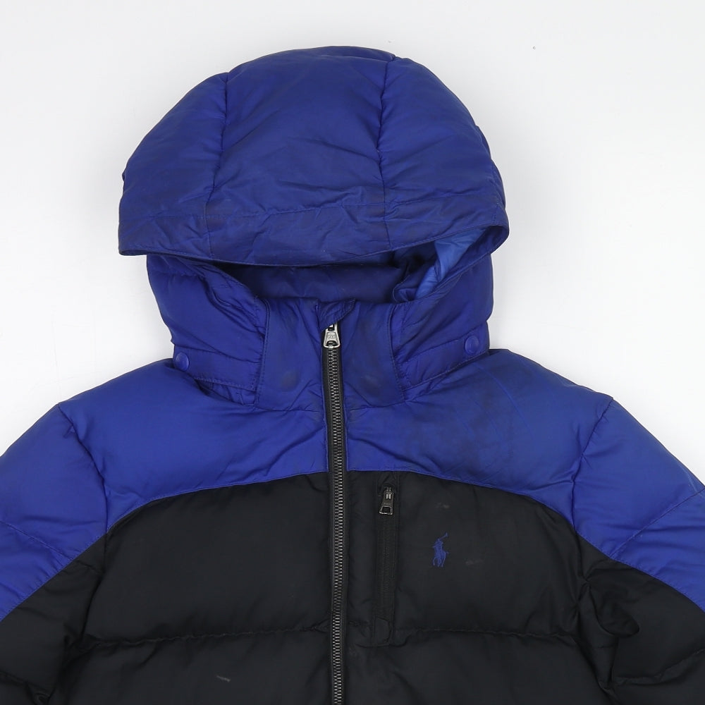 Polo Ralph Lauren Boys Black Colourblock Puffer Jacket Jacket Size 10-11 Years Zip