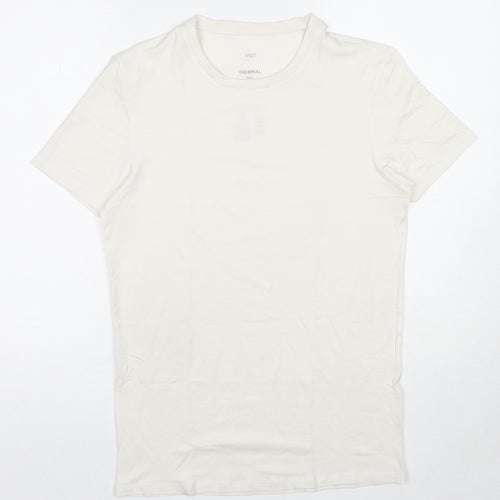 Marks and Spencer Mens White Acrylic T-Shirt Size S Round Neck