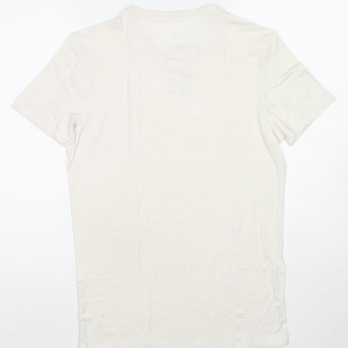 Marks and Spencer Mens White Acrylic T-Shirt Size S Round Neck