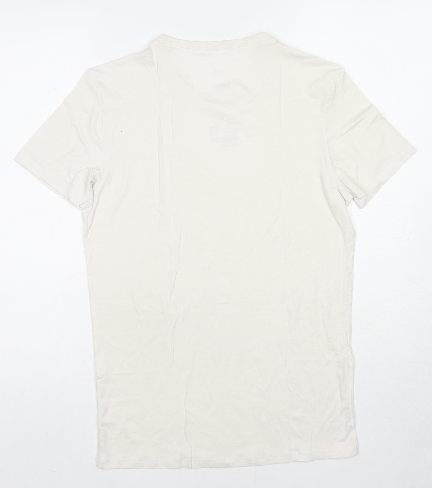 Marks and Spencer Mens White Acrylic T-Shirt Size S Round Neck