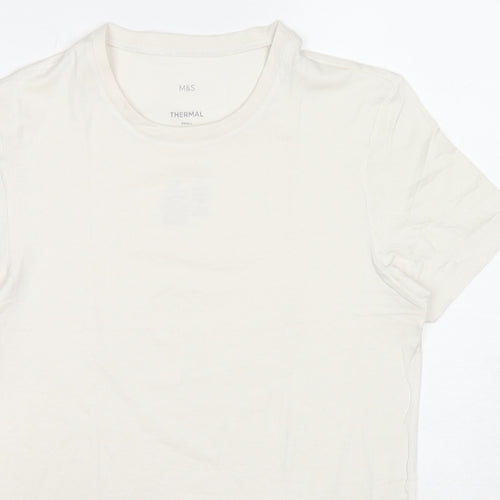 Marks and Spencer Mens White Acrylic T-Shirt Size S Round Neck
