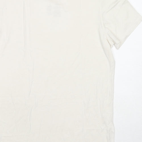 Marks and Spencer Mens White Acrylic T-Shirt Size S Round Neck
