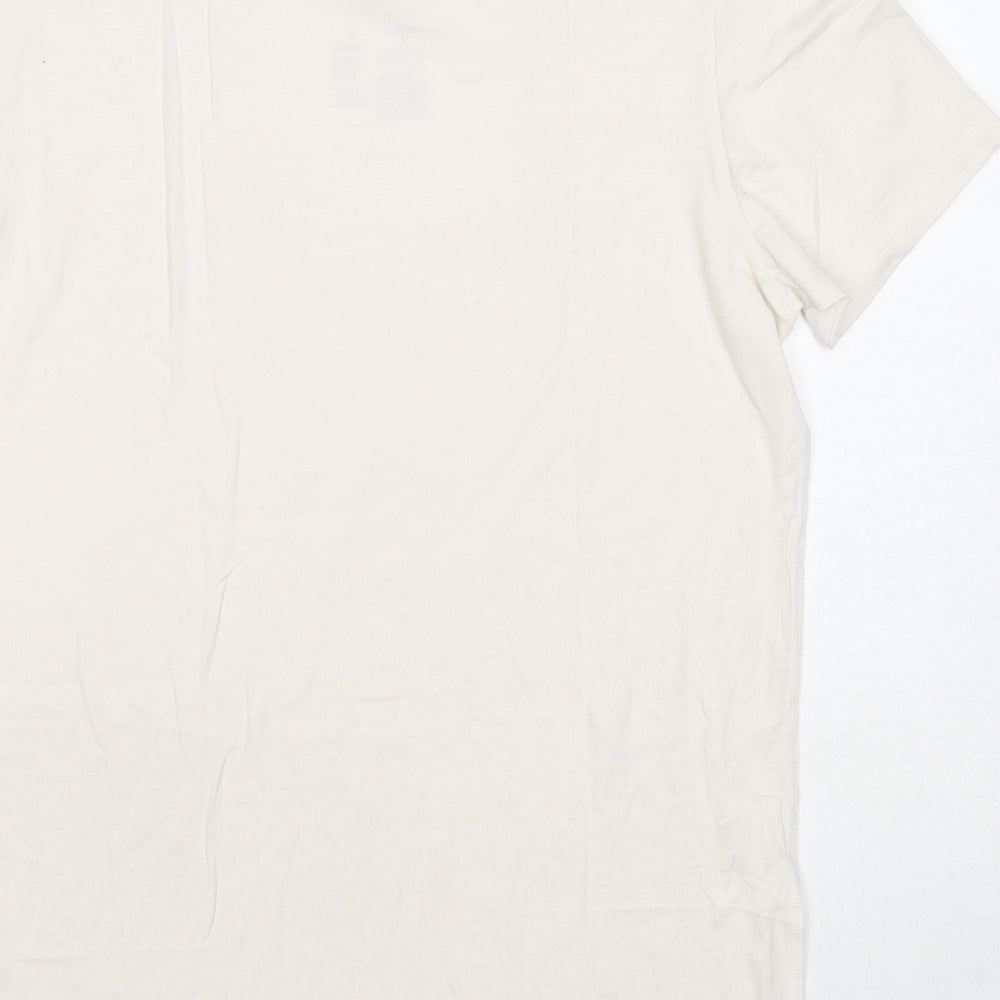 Marks and Spencer Mens White Acrylic T-Shirt Size S Round Neck