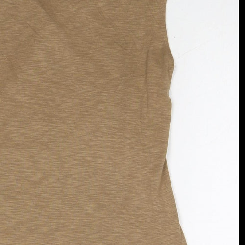 Marks and Spencer Womens Brown Modal Basic Blouse Size 10 V-Neck - Ruched Front