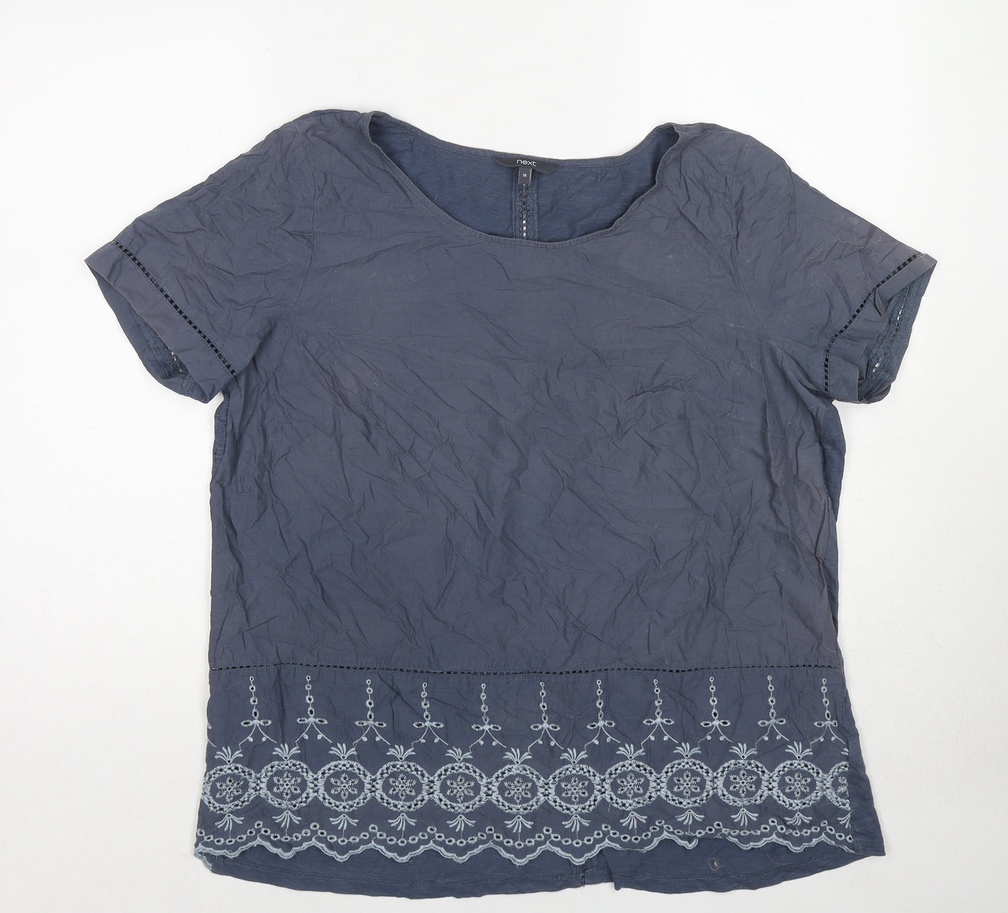 NEXT Womens Blue Cotton Basic Blouse Size 18 Boat Neck